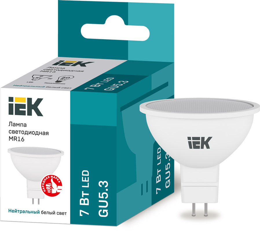 Лампа світлодіодна IEK (4606056442656) 7Вт, GU5.3, 4000K